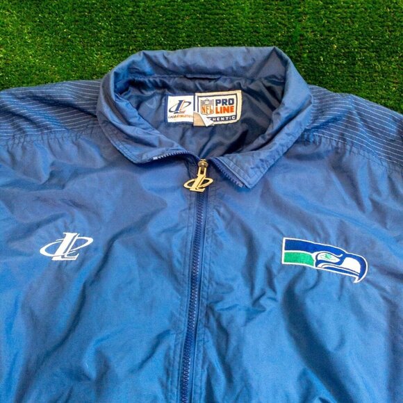VINTAGE LOGO ATHLETIC PRO LINE NFL SEAHAWKS MENS JACKET SPELL OUT 90S SIZE L - Picture 3 of 8
